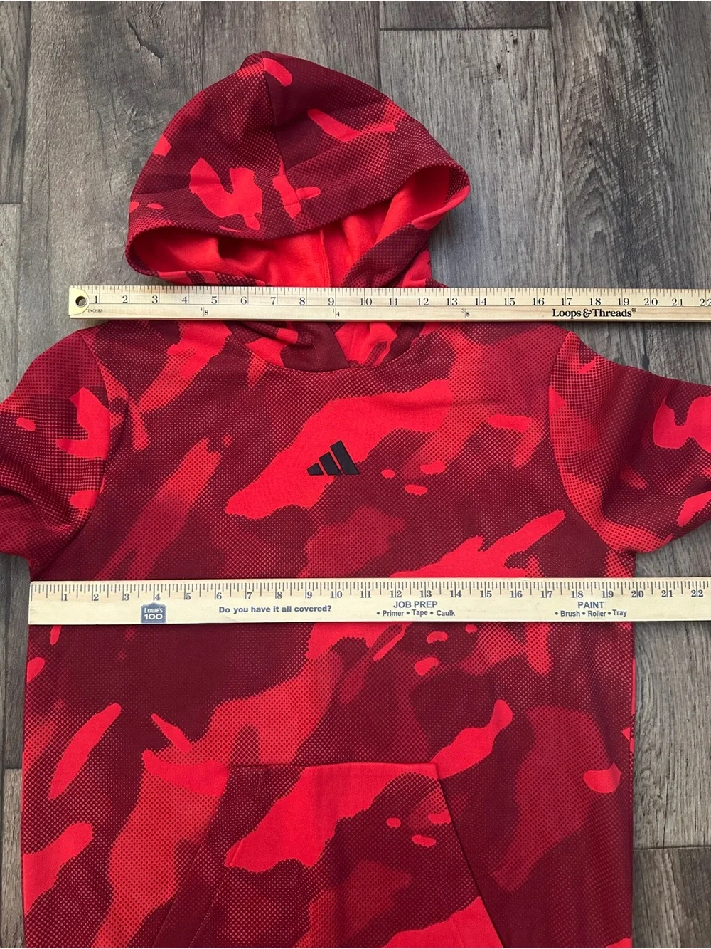 Adidas Regular Fit School Cotton Blend Hoodie Boys Size XL Red Camouflage